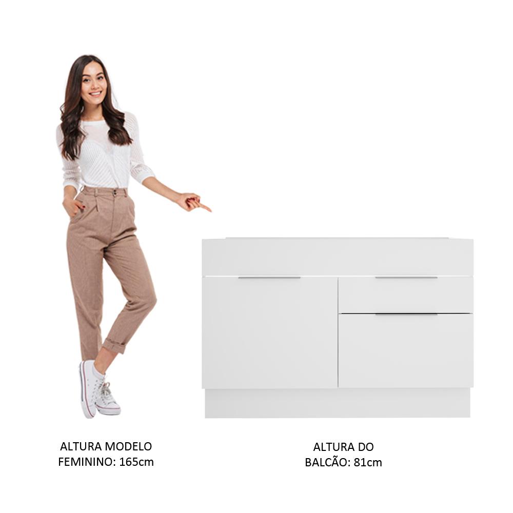 Balcão de Pia Madesa Stella 1 Porta e 2 Gavetas - Branco