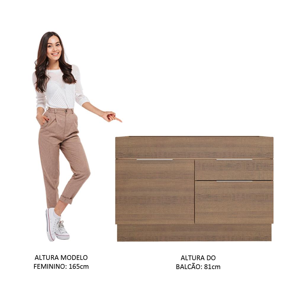 Balcão de Pia Madesa Stella 1 Porta e 2 Gavetas - Rustic