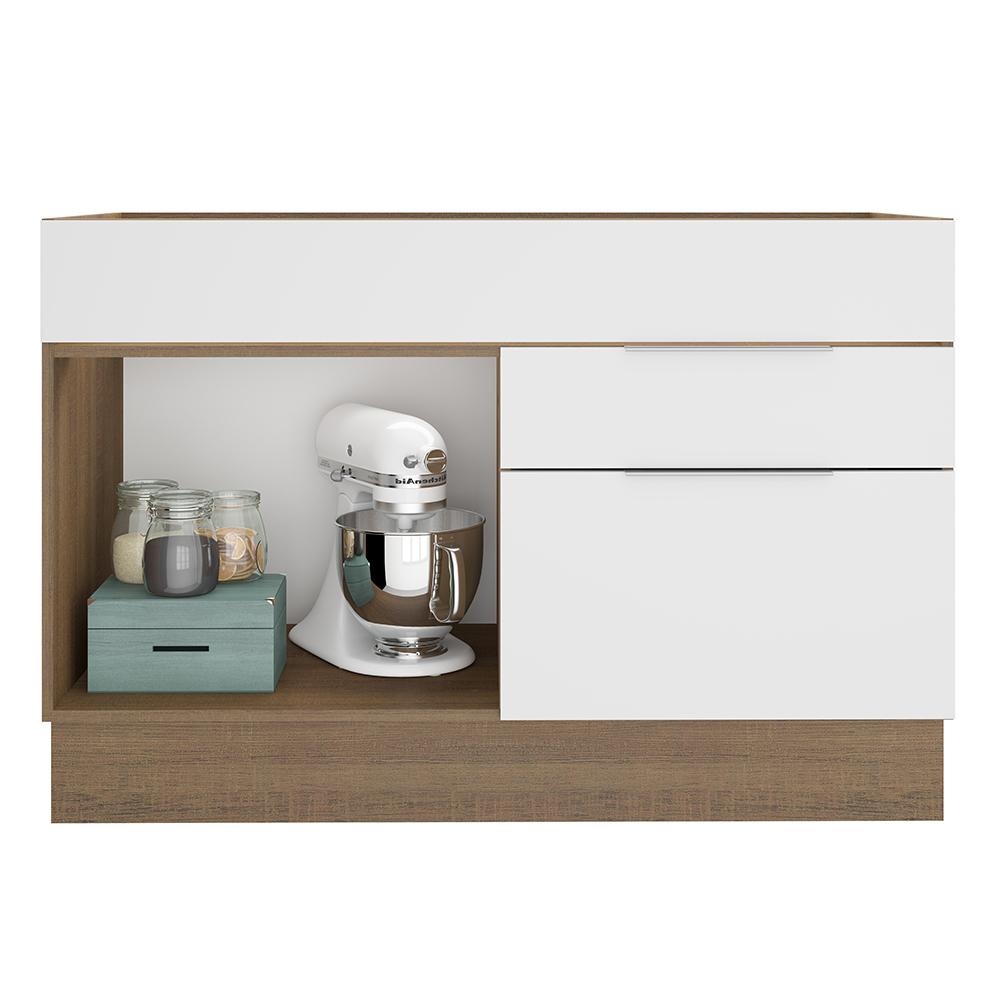 Balcão de Pia Madesa Stella 1 Porta e 2 Gavetas - Rustic/Branco