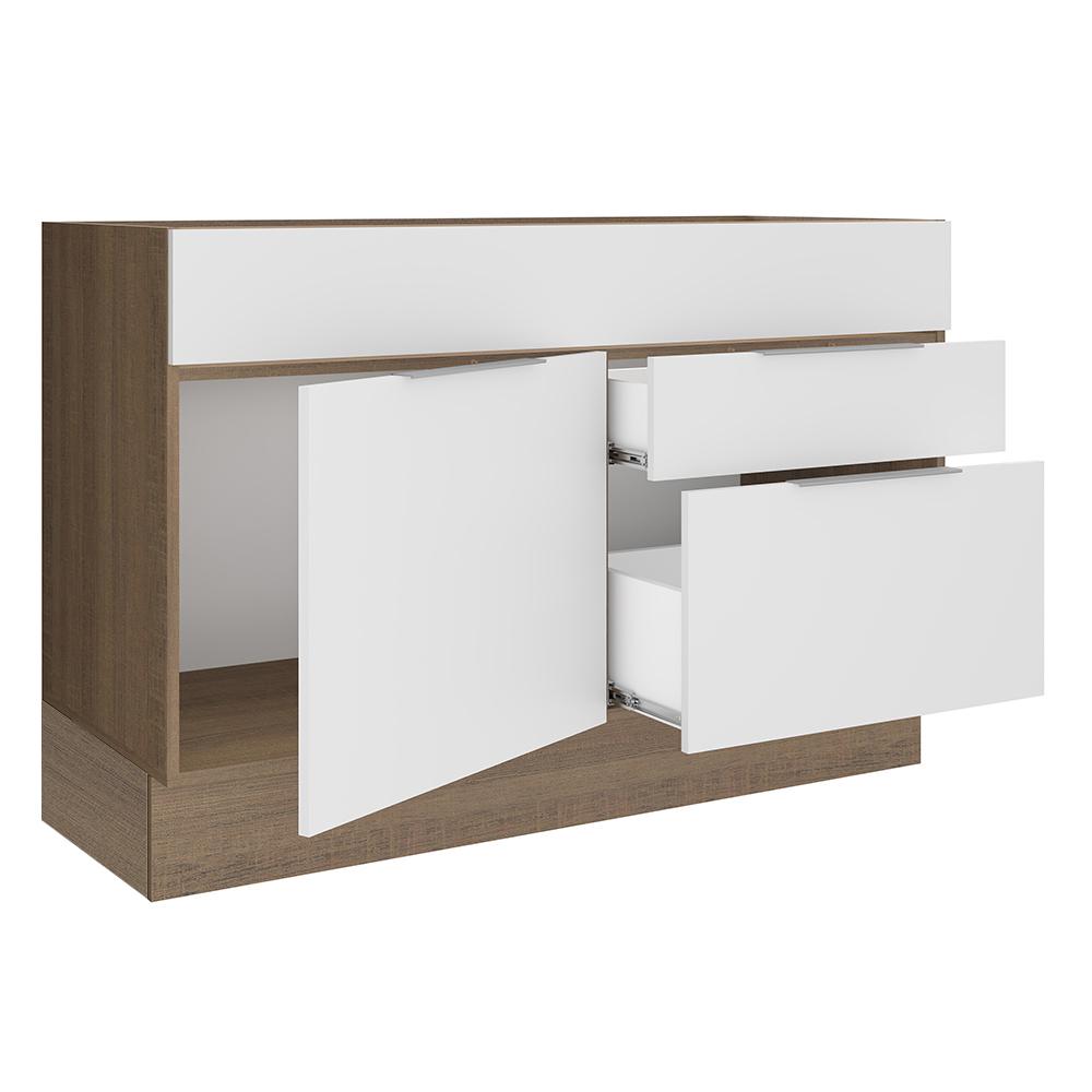 Balcão de Pia Madesa Stella 1 Porta e 2 Gavetas - Rustic/Branco