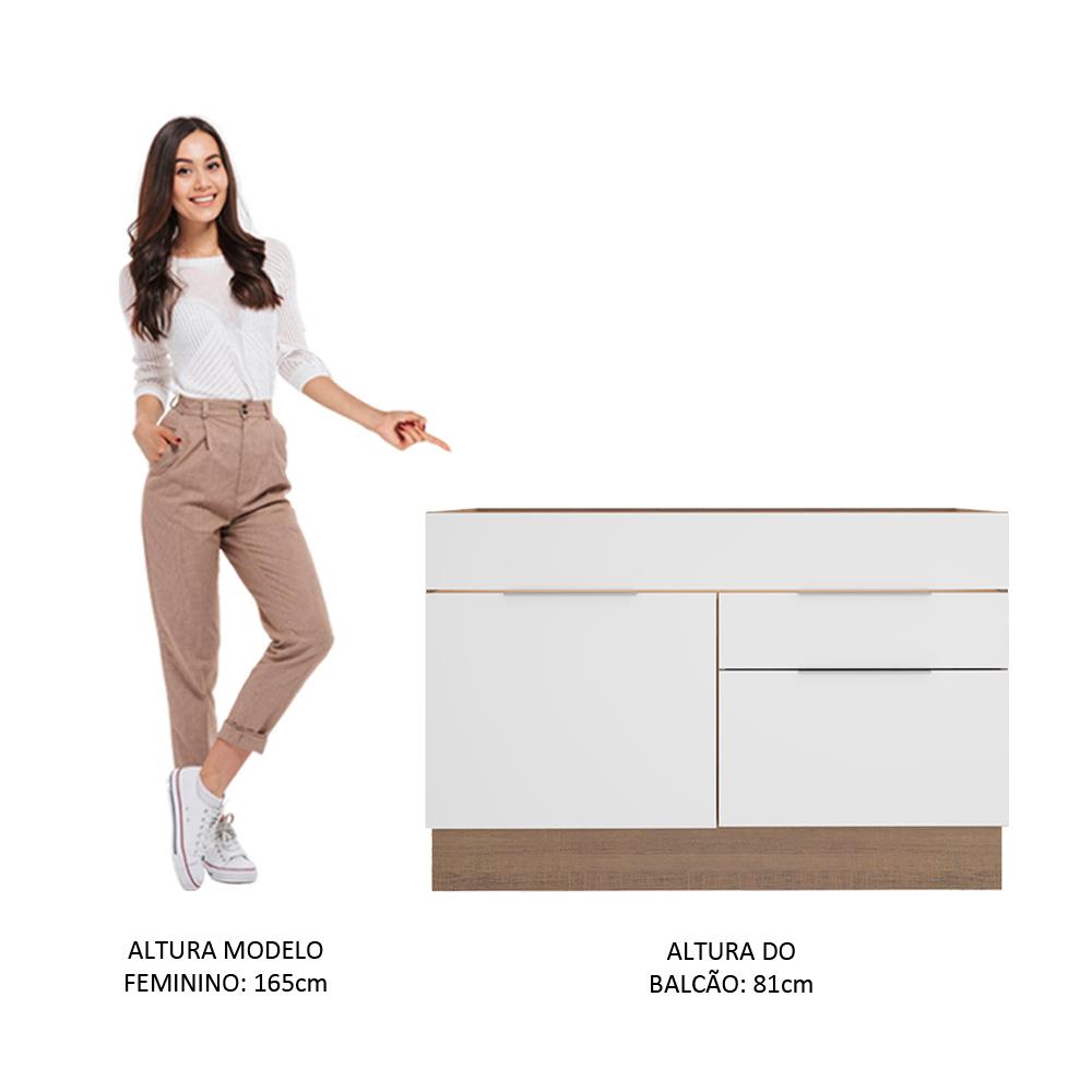Balcão de Pia Madesa Stella 1 Porta e 2 Gavetas - Rustic/Branco