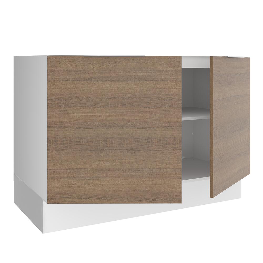 Balcão de Pia Madesa Stella 2 Portas - Branco/Rustic