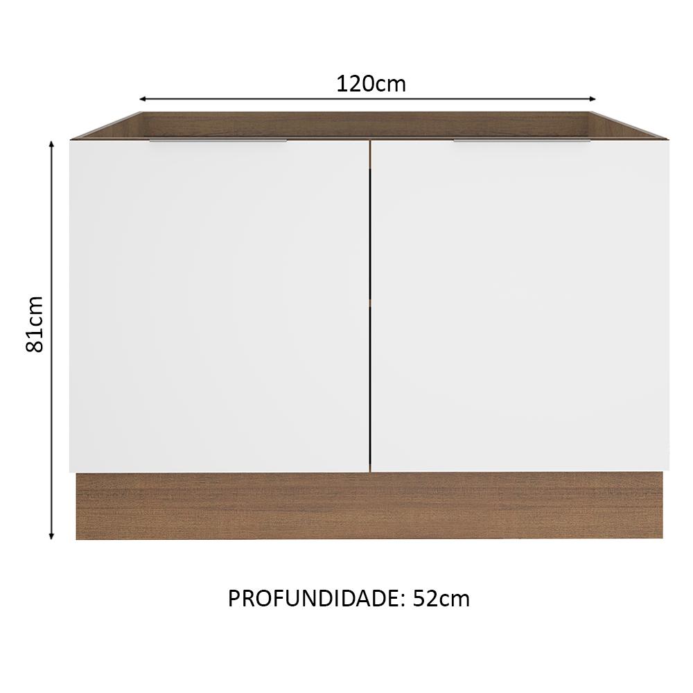 Balcão de Pia Madesa Stella 2 Portas - Rustic/Branco