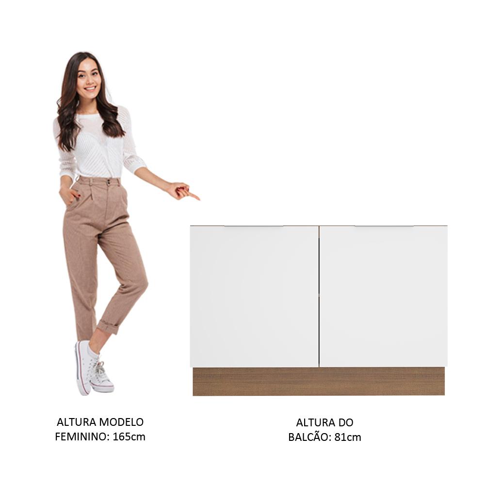 Balcão de Pia Madesa Stella 2 Portas - Rustic/Branco