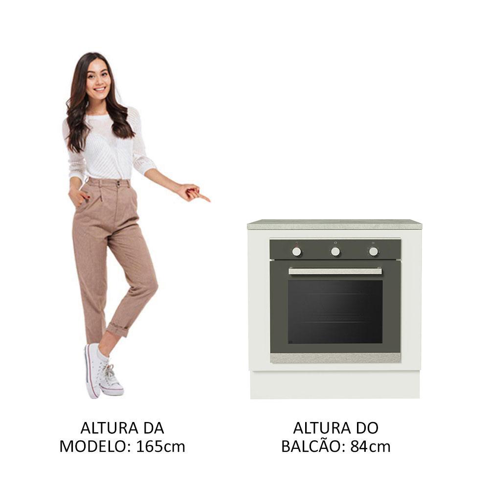 Balcão para Forno de Embutir 80 x 60 cm Com Tampo Branco Agata, Glamy, Stella Madesa