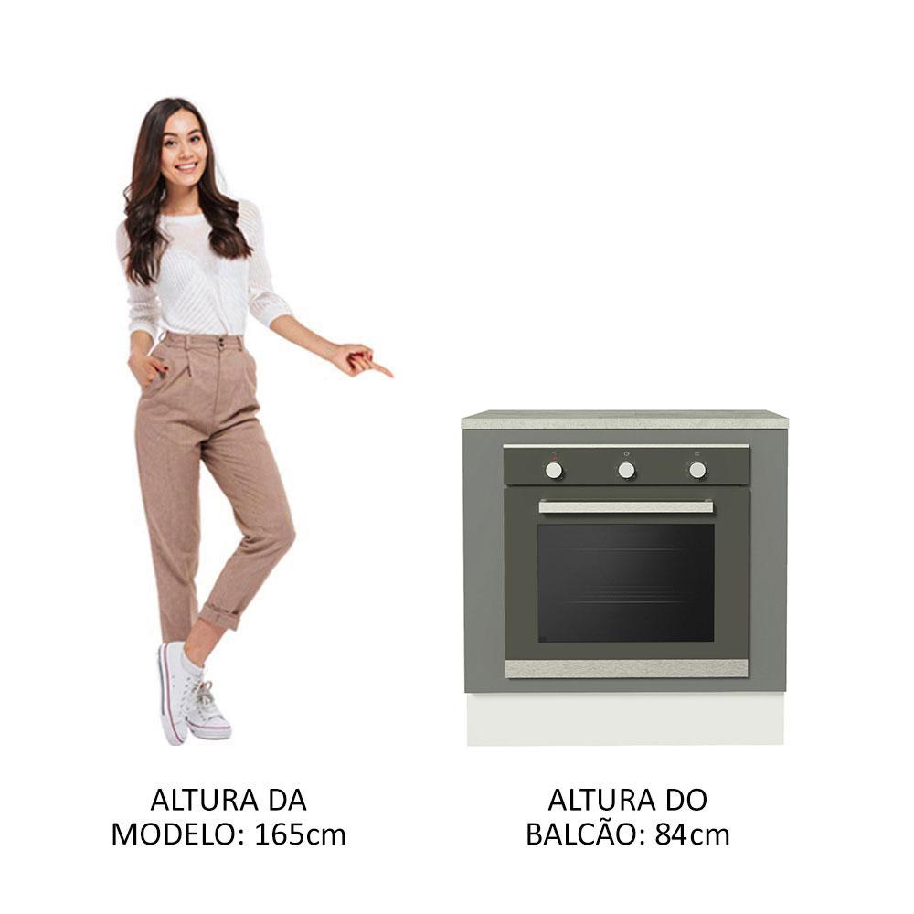 Balcão para Forno de Embutir 80 x 60 cm Com Tampo Branco/Cinza Agata Madesa