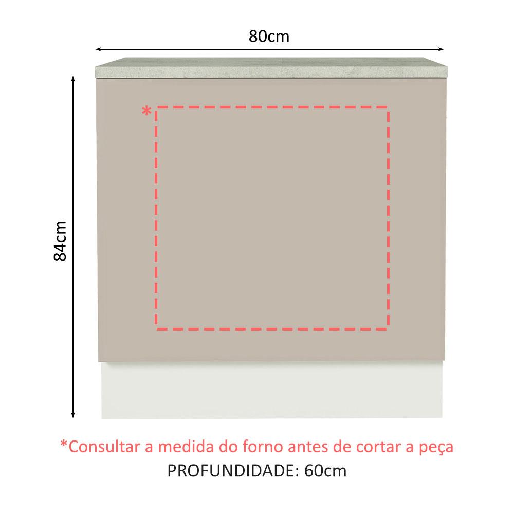 Balcão para Forno de Embutir 80 x 60 cm Com Tampo Branco/Crema Agata Madesa