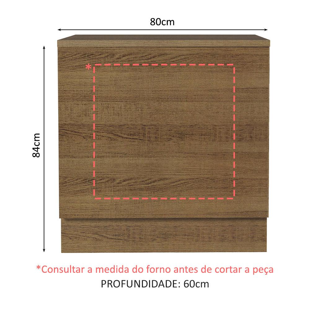 Balcão para Forno de Embutir 80 x 60 cm Com Tampo Rustic Glamy, Stella Madesa