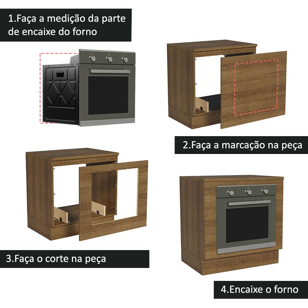 Balcão para Forno de Embutir 80 x 60 cm Com Tampo Rustic Glamy, Stella Madesa