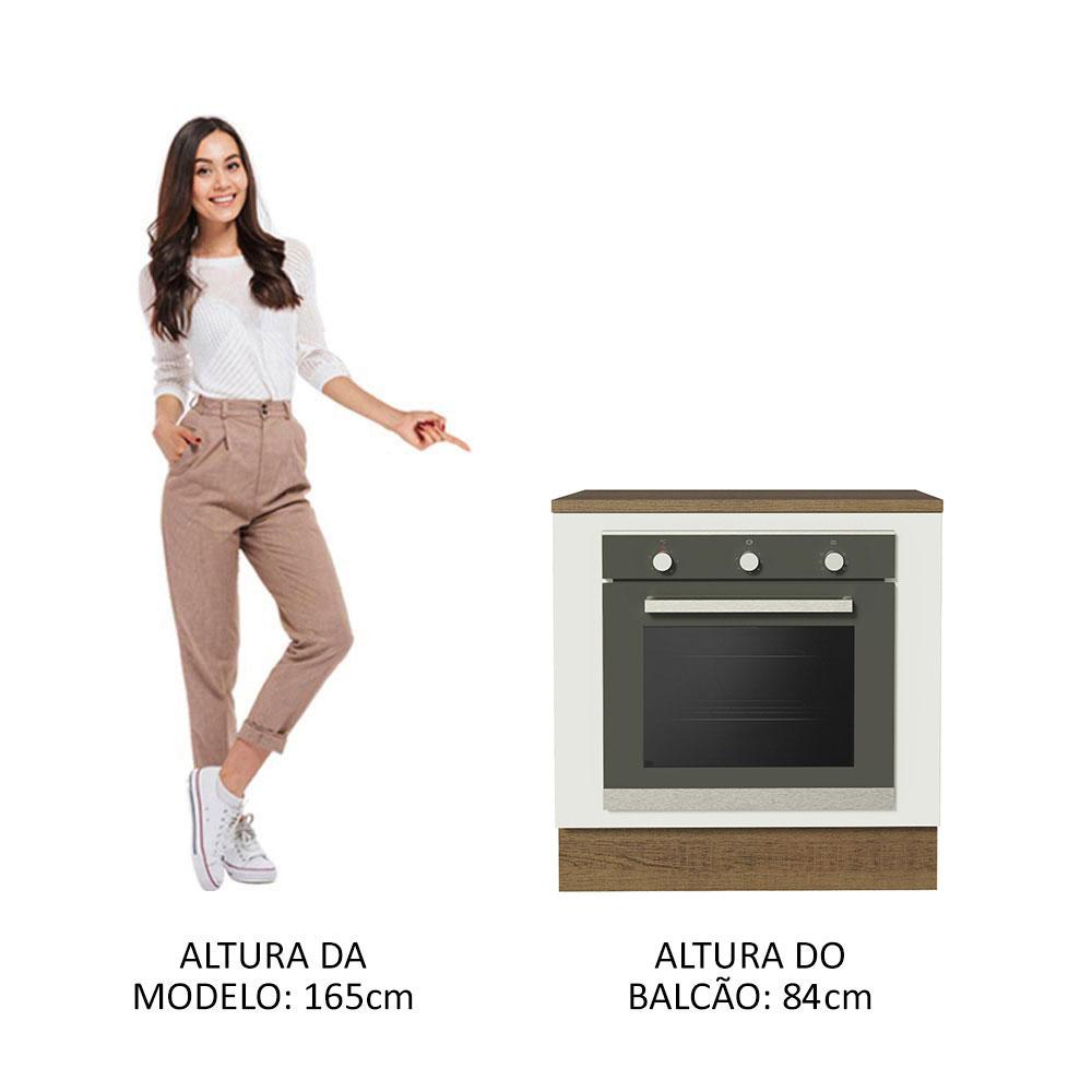 Balcão para Forno de Embutir 80 x 60 cm Com Tampo Rustic/Branco Agata, Glamy, Stella Madesa