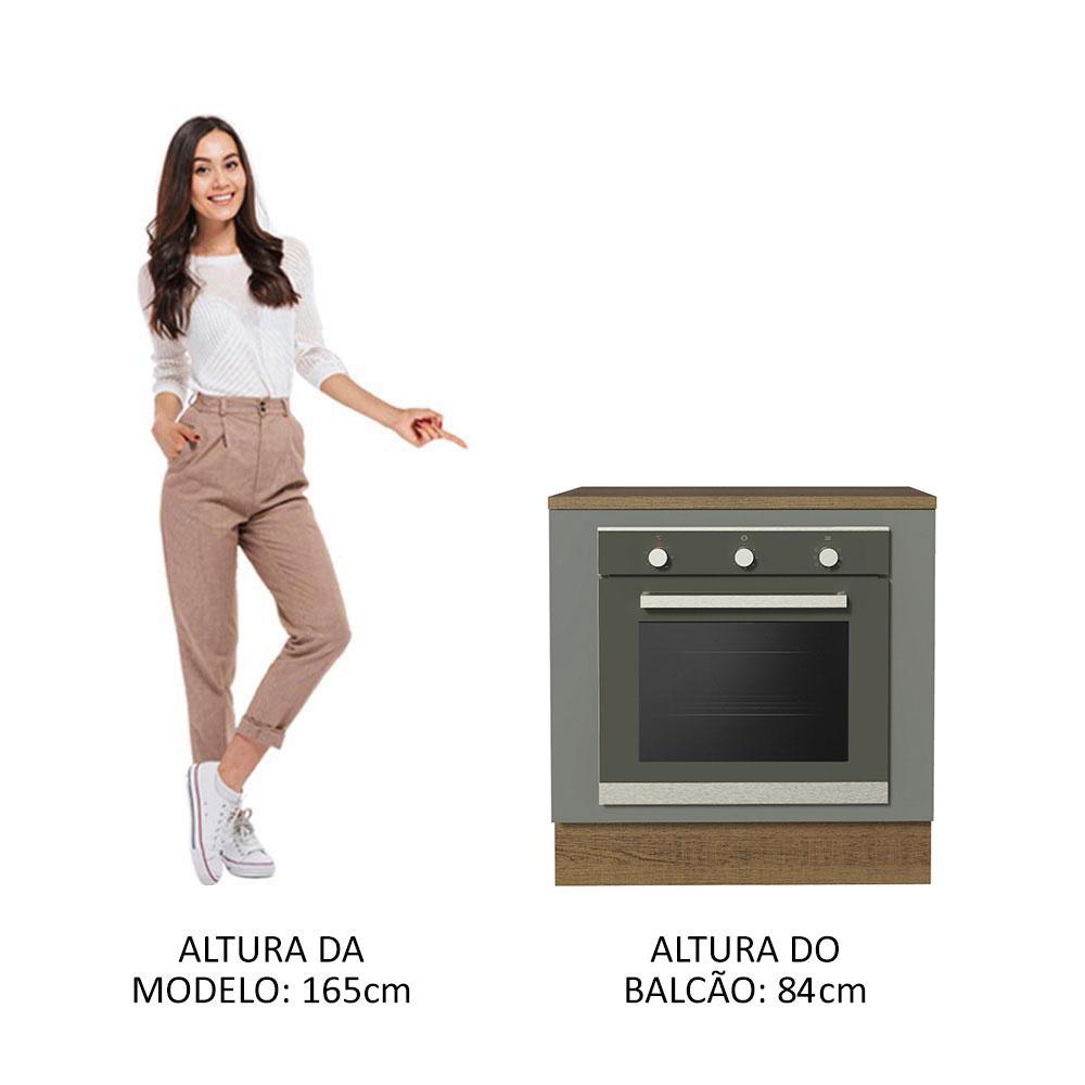 Balcão para Forno de Embutir 80 x 60 cm Com Tampo Rustic/Cinza Agata Madesa