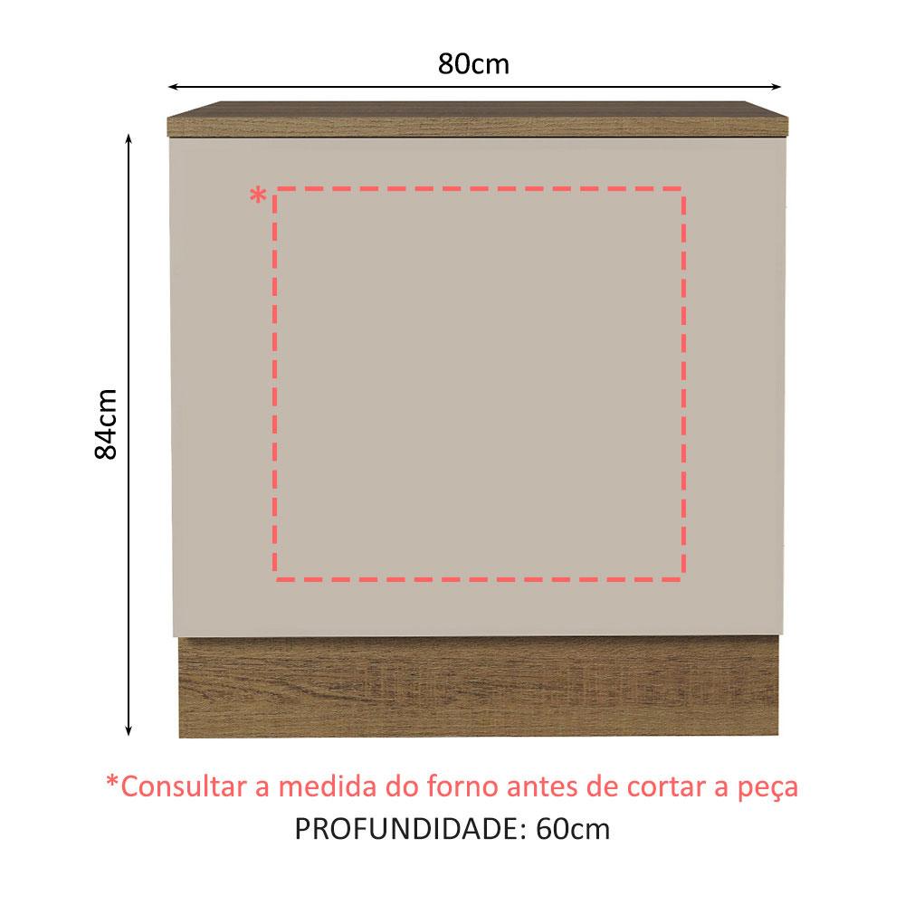 Balcão para Forno de Embutir 80 x 60 cm Com Tampo Rustic/Crema Agata Madesa
