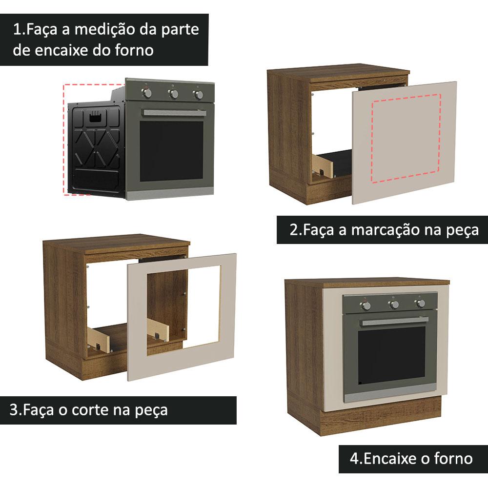 Balcão para Forno de Embutir 80 x 60 cm Com Tampo Rustic/Crema Agata Madesa