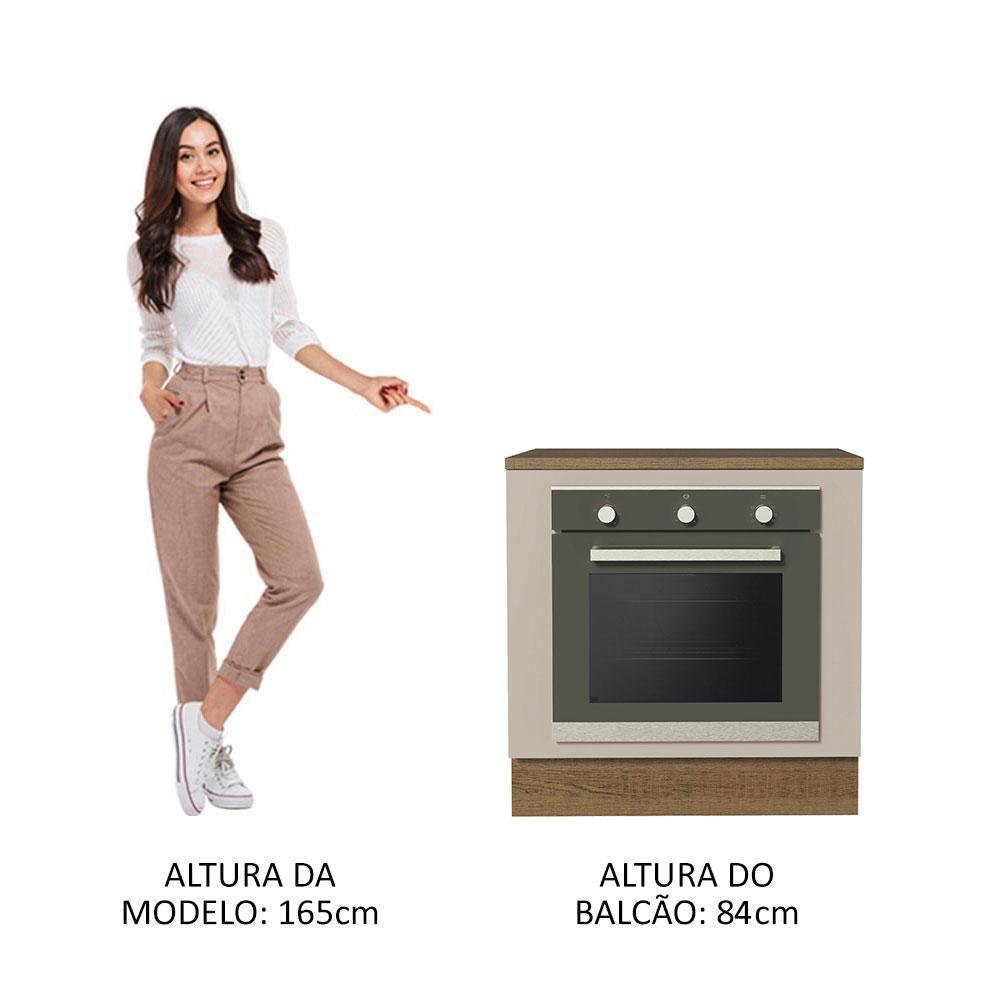 Balcão para Forno de Embutir 80 x 60 cm Com Tampo Rustic/Crema Agata Madesa