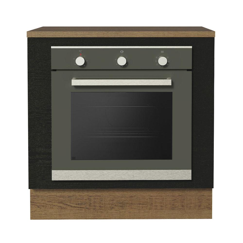 Balcão para Forno de Embutir 80 x 60 cm Com Tampo Rustic/Preto Agata, Glamy, Stella Madesa