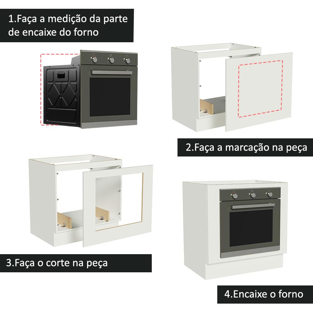 Balcão para Forno de Embutir 80 x 60 cm Sem Tampo Branco Agata, Glamy, Stella Madesa