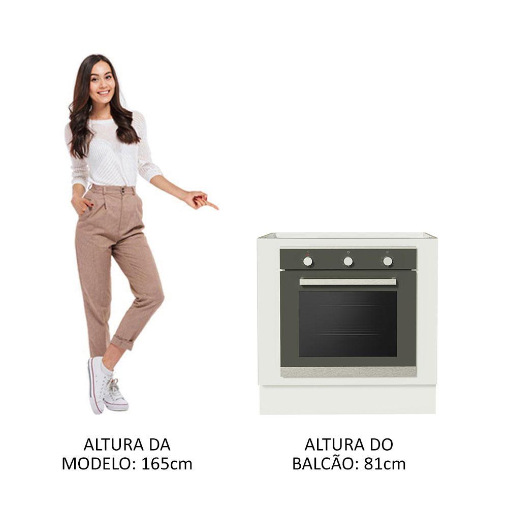 Balcão para Forno de Embutir 80 x 60 cm Sem Tampo Branco Agata, Glamy, Stella Madesa