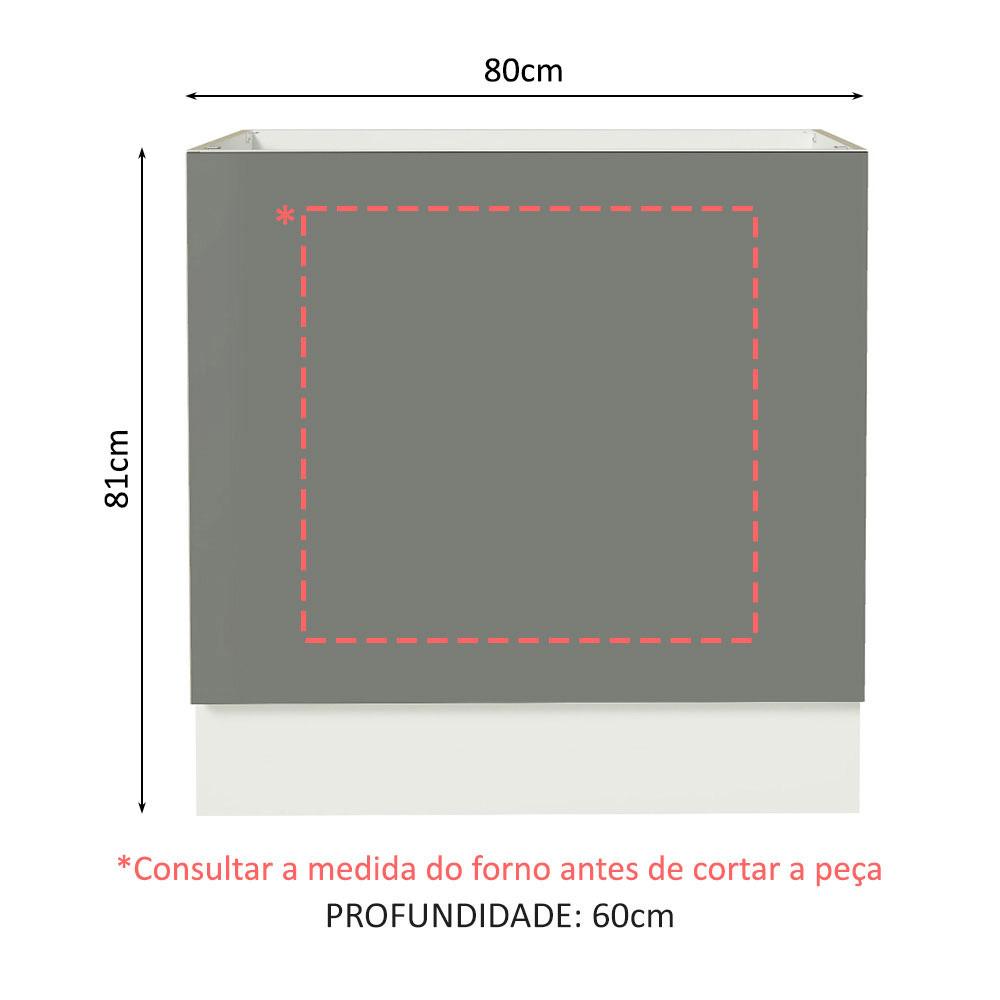 Balcão para Forno de Embutir 80 x 60 cm Sem Tampo Branco/Cinza Agata Madesa