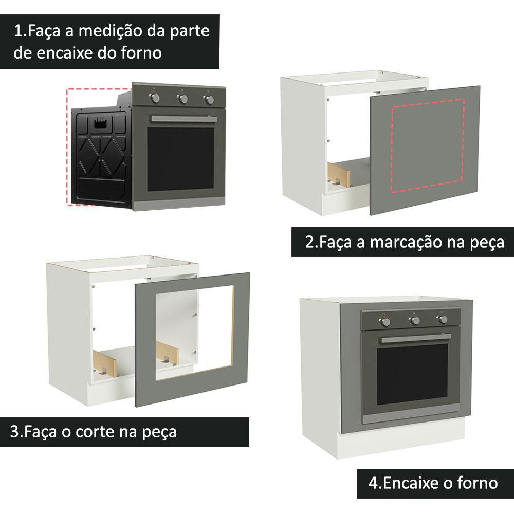 Balcão para Forno de Embutir 80 x 60 cm Sem Tampo Branco/Cinza Agata Madesa