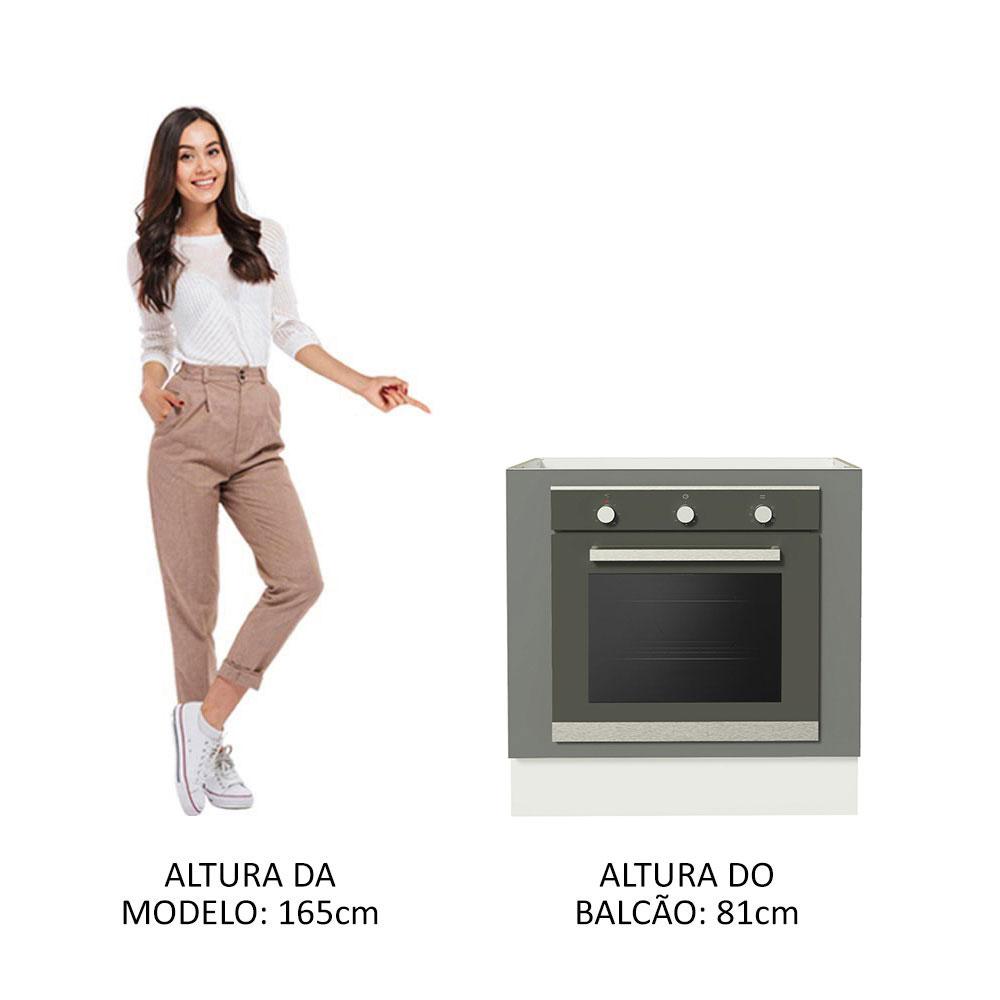 Balcão para Forno de Embutir 80 x 60 cm Sem Tampo Branco/Cinza Agata Madesa