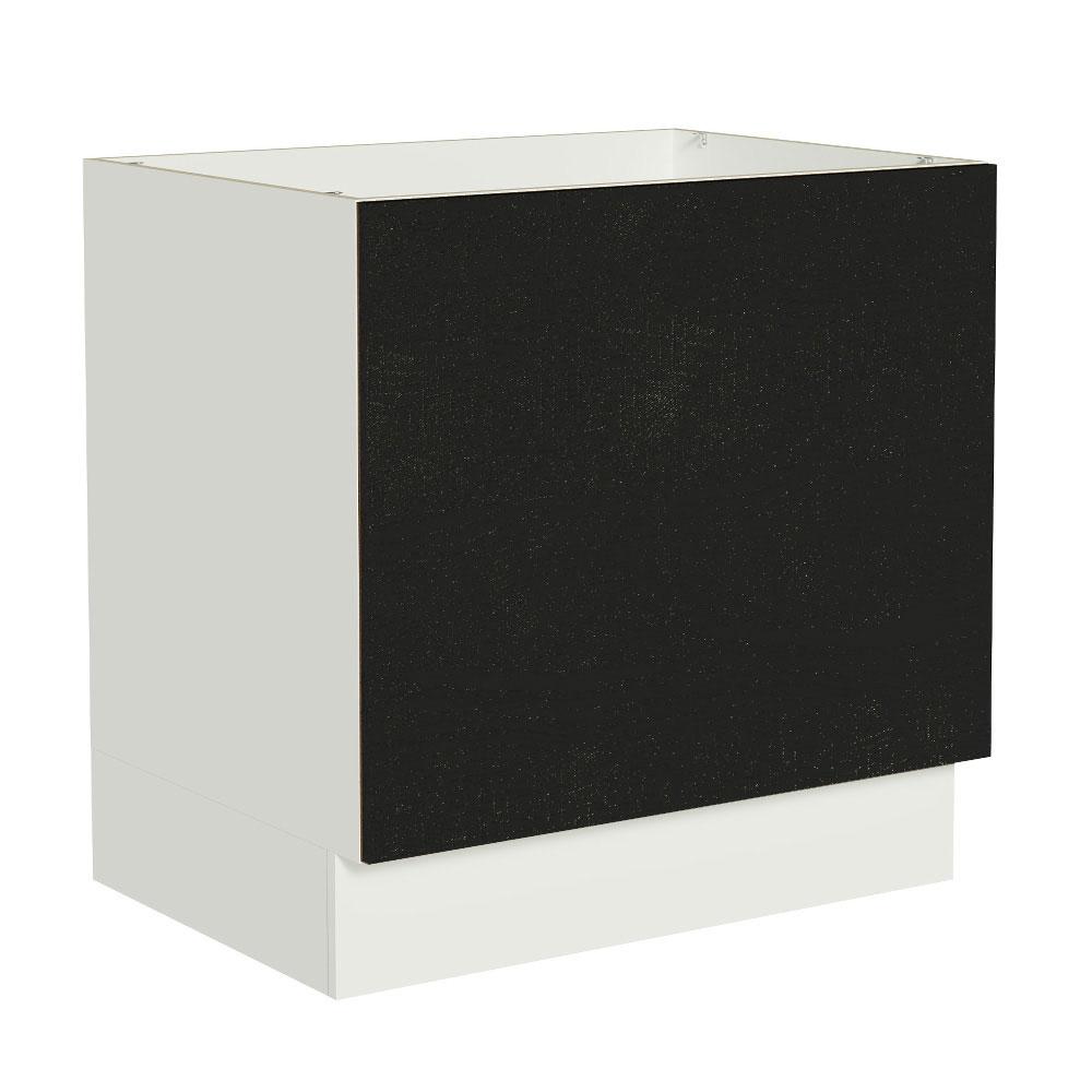 Balcão para Forno de Embutir 80 x 60 cm Sem Tampo Branco/Preto Agata, Glamy, Stella Madesa