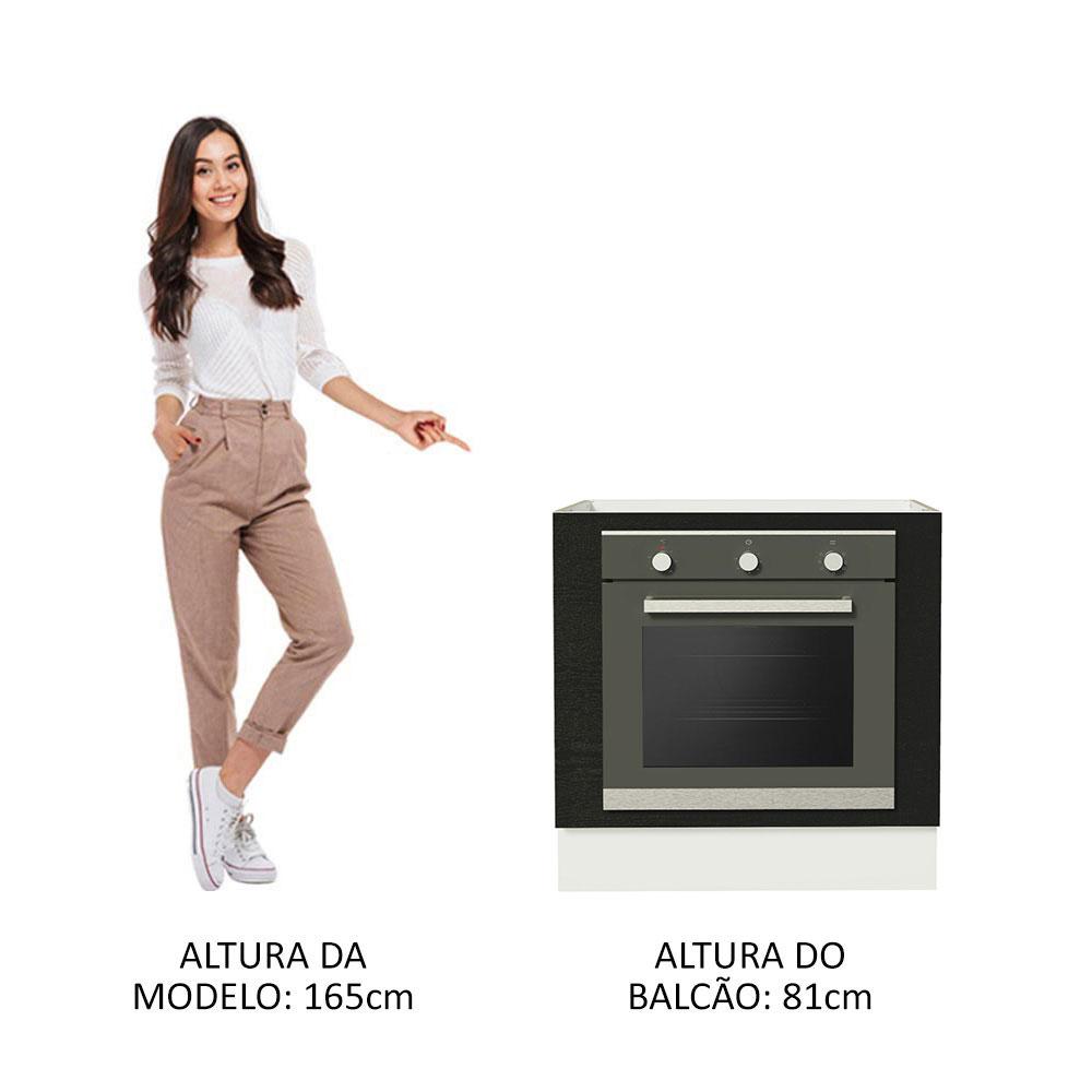 Balcão para Forno de Embutir 80 x 60 cm Sem Tampo Branco/Preto Agata, Glamy, Stella Madesa