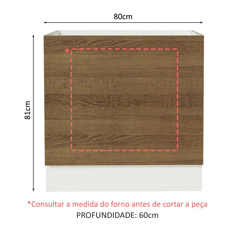 Balcão para Forno de Embutir 80 x 60 cm Sem Tampo Branco/Rustic Glamy, Stella Madesa