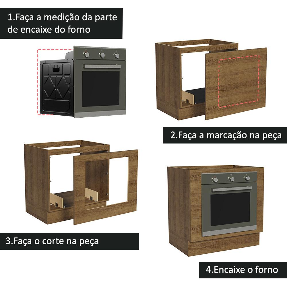 Balcão para Forno de Embutir 80 x 60 cm Sem Tampo Rustic Glamy, Stella Madesa