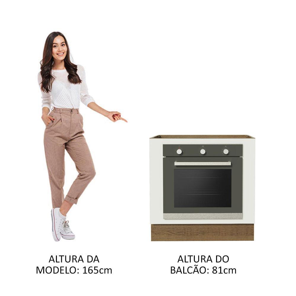Balcão para Forno de Embutir 80 x 60 cm Sem Tampo Rustic/Branco Agata, Glamy, Stella Madesa