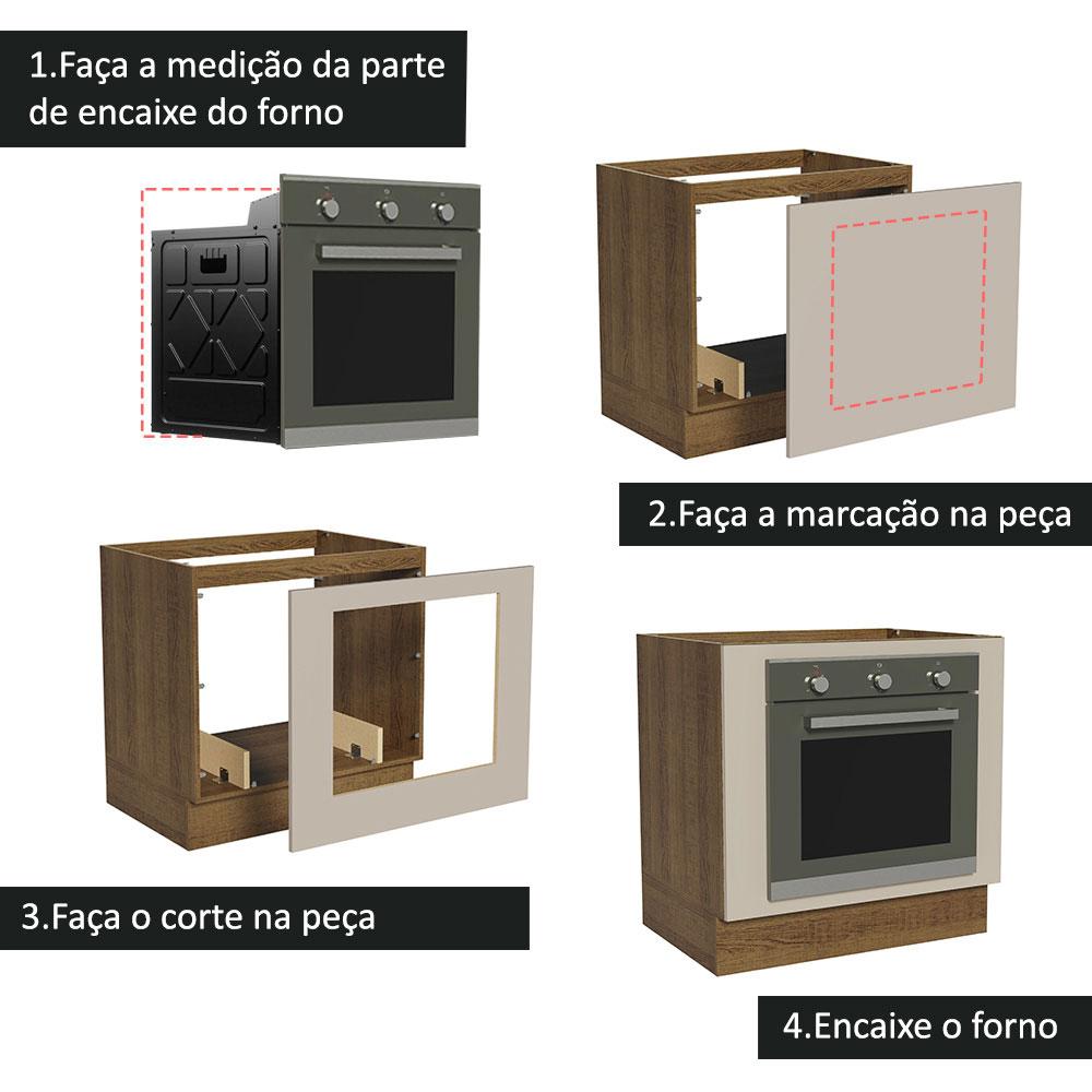 Balcão para Forno de Embutir 80 x 60 cm Sem Tampo Rustic/Crema Agata Madesa