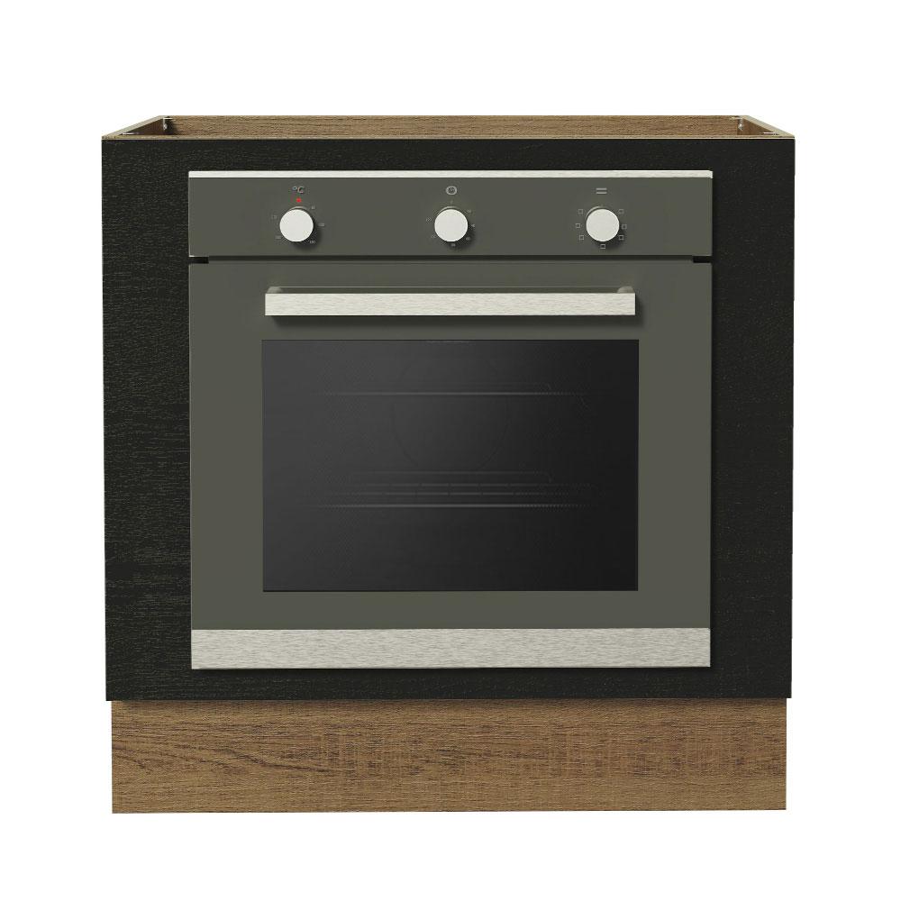 Balcão para Forno de Embutir 80 x 60 cm Sem Tampo Rustic/Preto Agata, Glamy, Stella Madesa