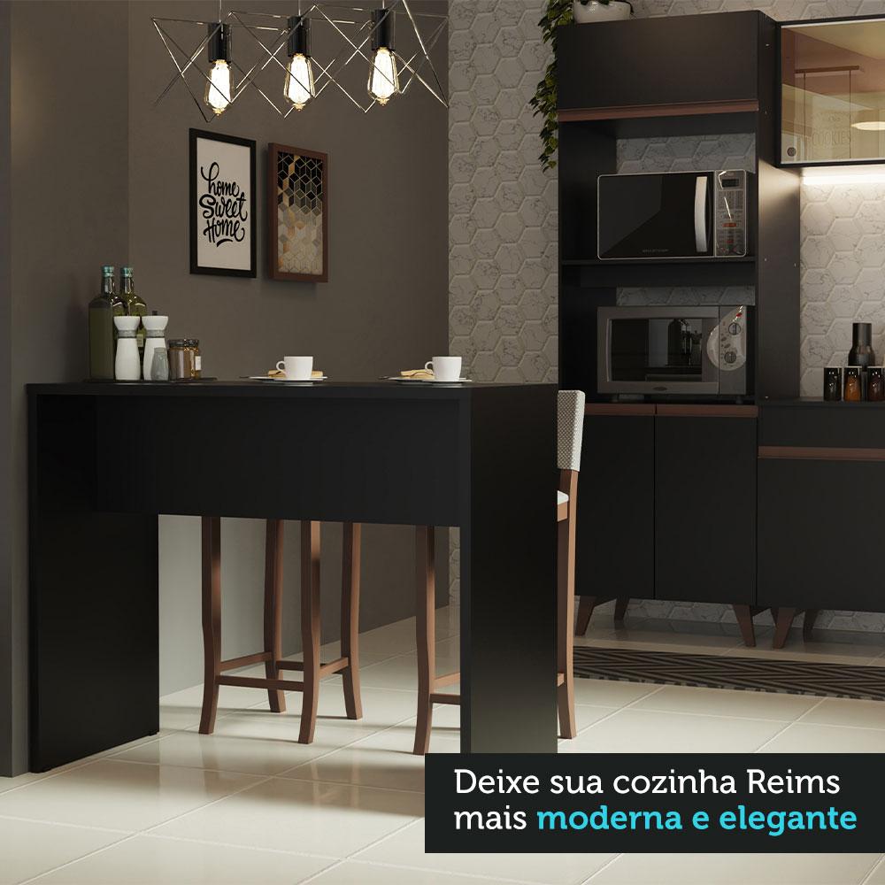 Bancada para Cozinha 115 cm Preto Reims Madesa
