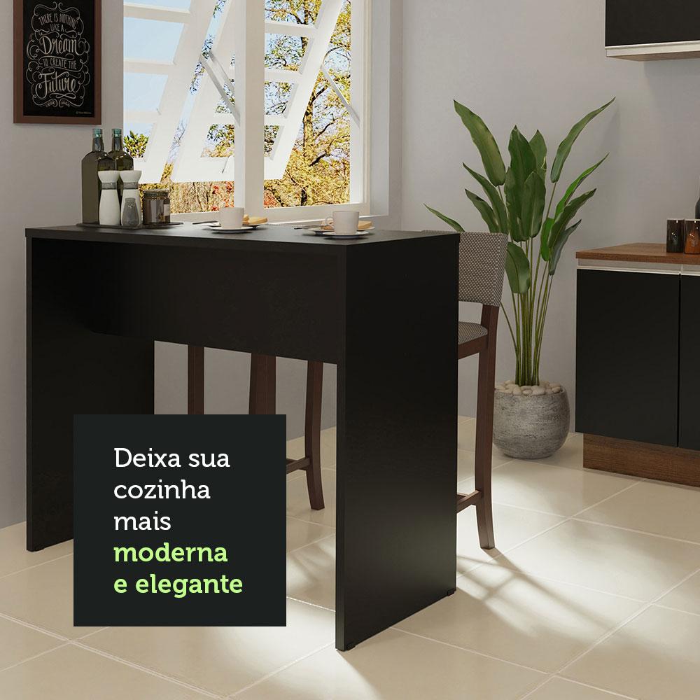 Bancada para Cozinha Madesa 115 cm - Preto