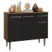 Buffet Aparador 105cm 3 Portas e 1 Gaveta Rustic/Preto Madesa