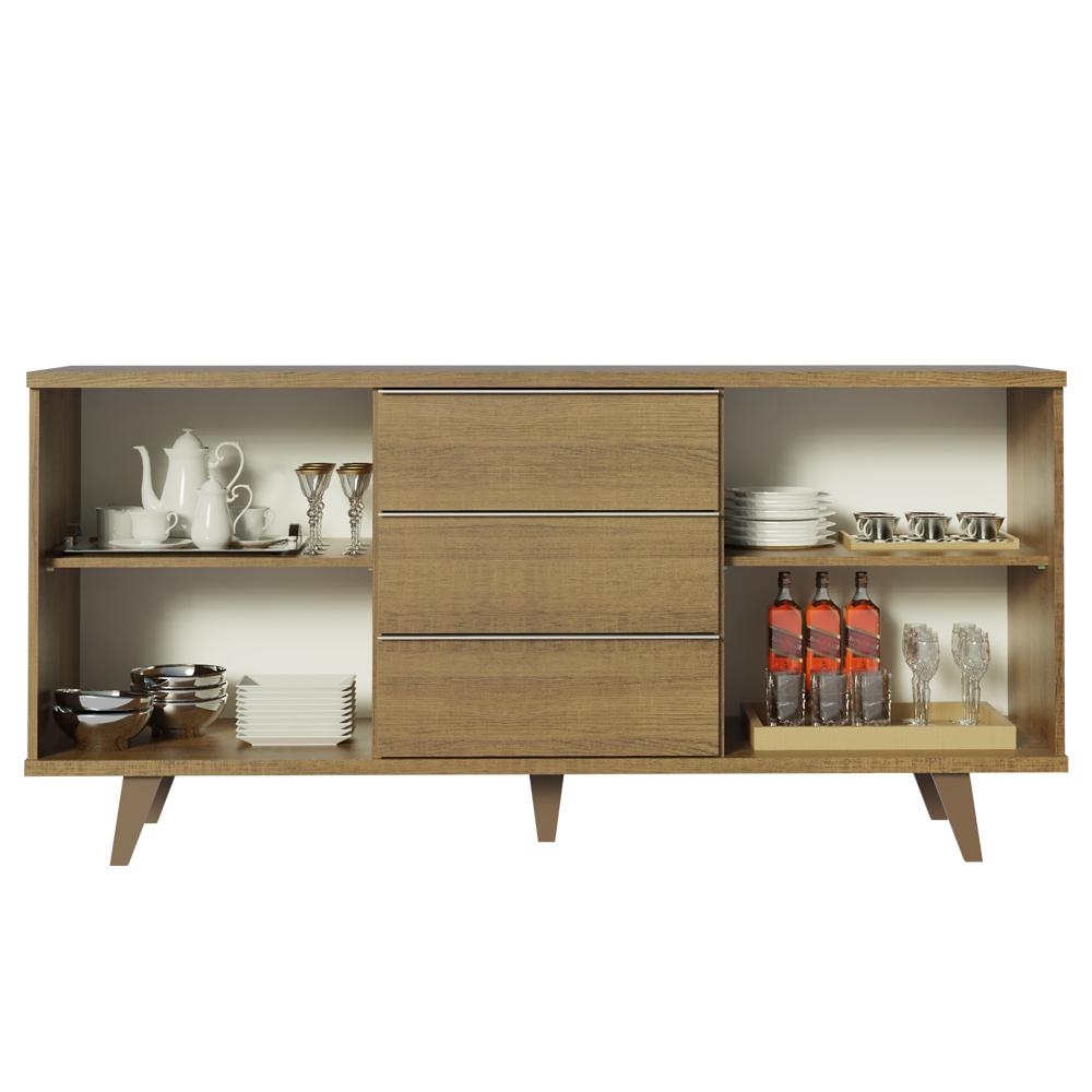 Buffet Aparador Madesa 7014 com 3 Gavetas e 2 Portas com Pés