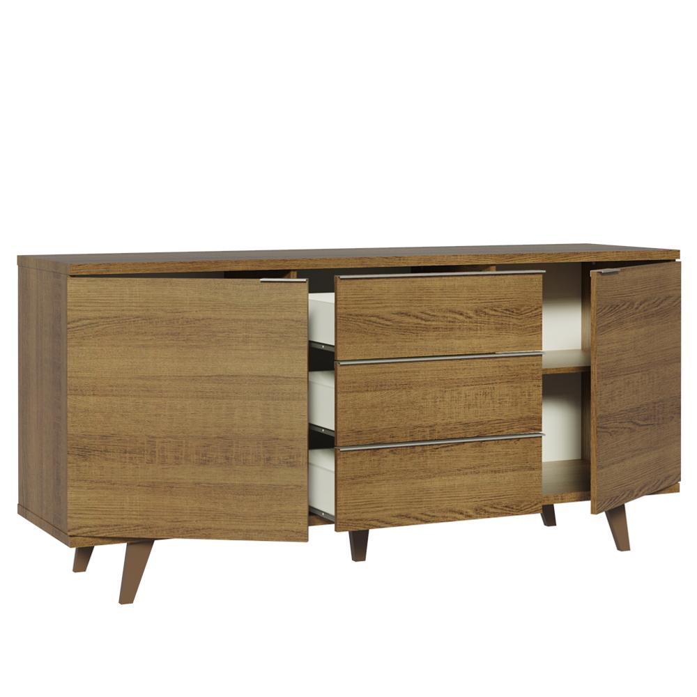 Buffet Aparador Madesa 7014 com 3 Gavetas e 2 Portas com Pés