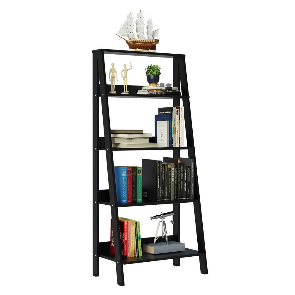 Conjunto Escritório Home Office com Mesa Industrial + Estante Escada Rustic/Preto Madesa