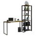 Conjunto Escritório Home Office com Mesa Industrial + Estante Preto/Rustic Madesa