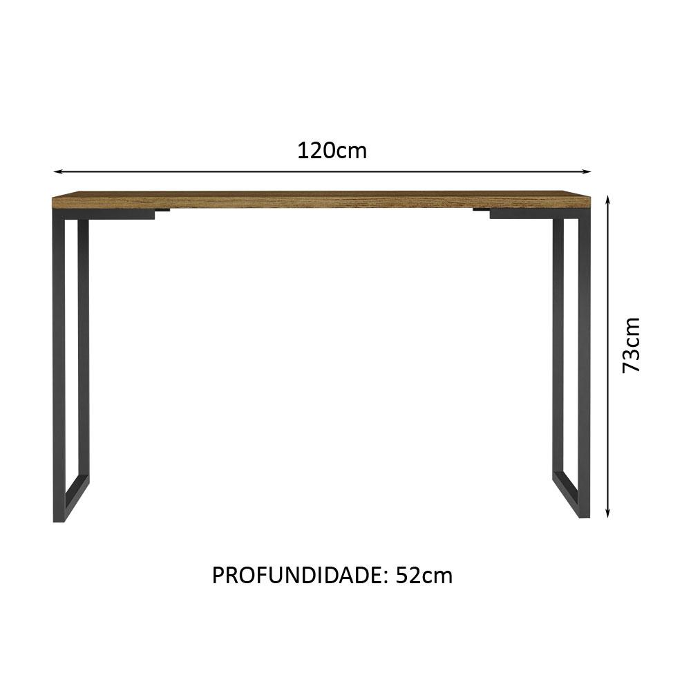 Conjunto Escritório Home Office com Mesa Industrial + Estante Preto/Rustic Madesa