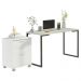 Conjunto Escritório Home Office com Mesa Industrial + Gaveteiro Branco/Cinza Madesa