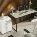 Conjunto Escritório Home Office com Mesa Industrial + Gaveteiro Branco/Cinza Madesa