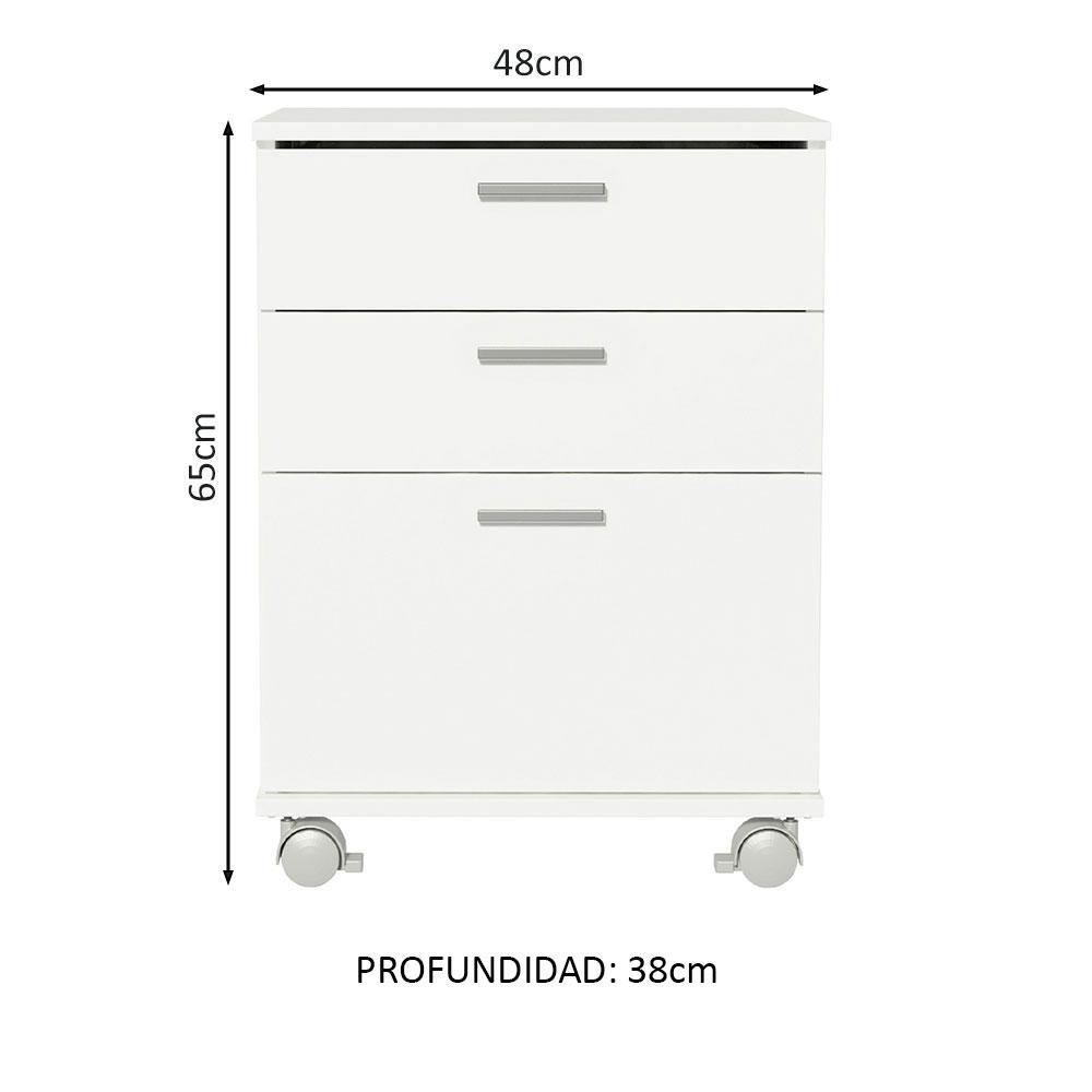Conjunto Escritório Home Office com Mesa Industrial + Gaveteiro Rustic/Branco Madesa
