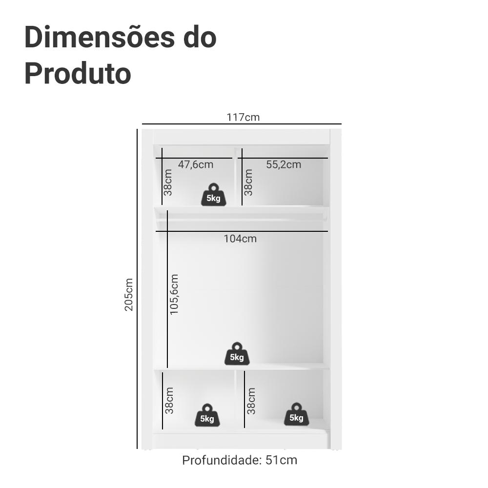 Conjunto Quarto Infantil com Guarda Roupa 2 Portas com Espelho e Cômoda Madesa​