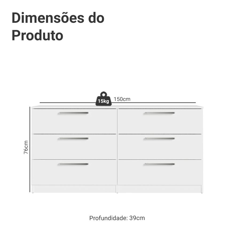 Conjunto Quarto Infantil com Guarda Roupa 2 Portas com Espelho e Cômoda Madesa​