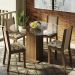 Conjunto Sala Jantar Madesa Madu Mesa Tampo de Vidro Redondo 4 Cadeiras - Rustic/Crema/Bege Marrom