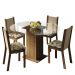 Conjunto Sala Jantar Madesa Madu Mesa Tampo de Vidro Redondo 4 Cadeiras - Rustic/Crema/Bege Marrom