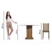 Conjunto Sala Jantar Madesa Madu Mesa Tampo de Vidro Redondo 4 Cadeiras - Rustic/Crema/Bege Marrom