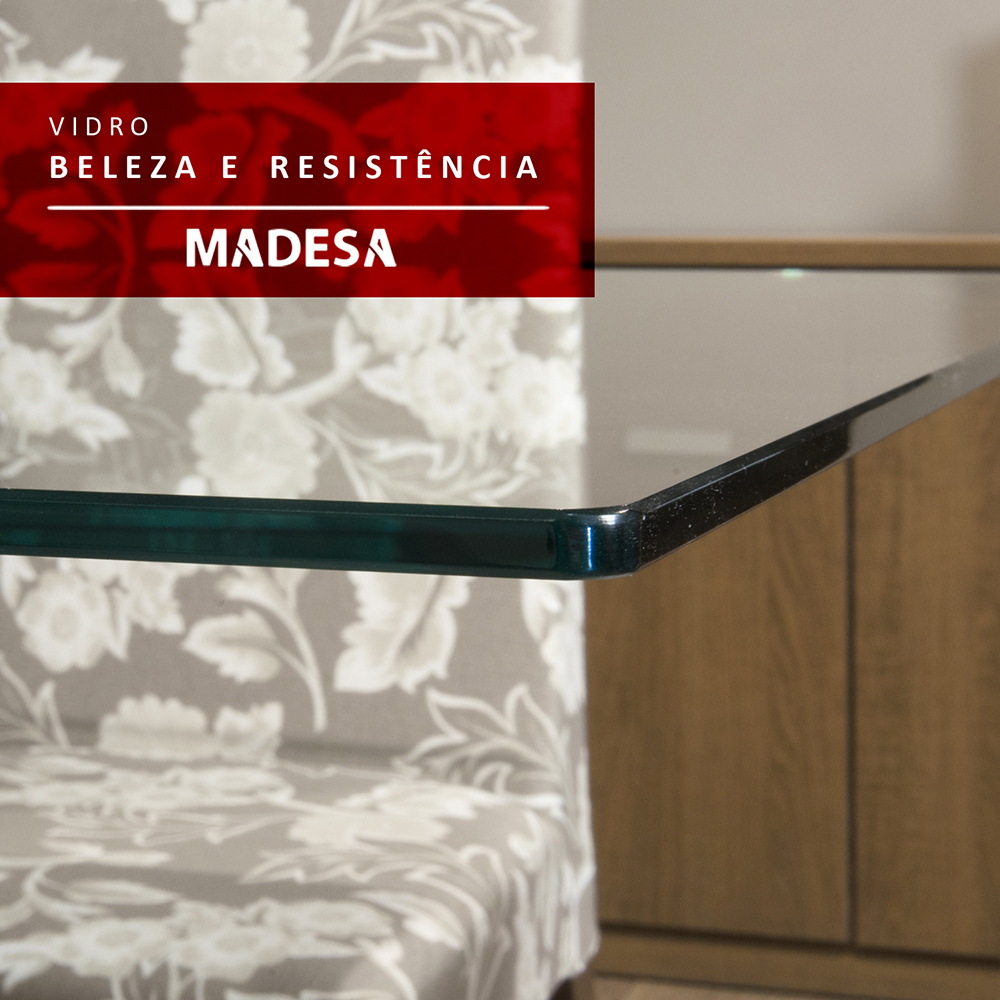 Conjunto Sala de Janta Mesa Tampo de Vidro 2 Cadeiras Rustic/Imperial Ciça Madesa