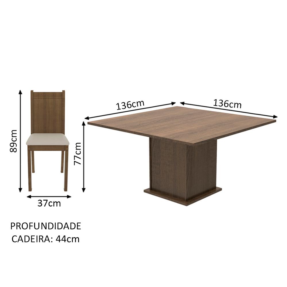Conjunto Sala de Jantar Clarice Madesa Mesa Tampo de Madeira com 8 Cadeiras - Rustic/Pérola
