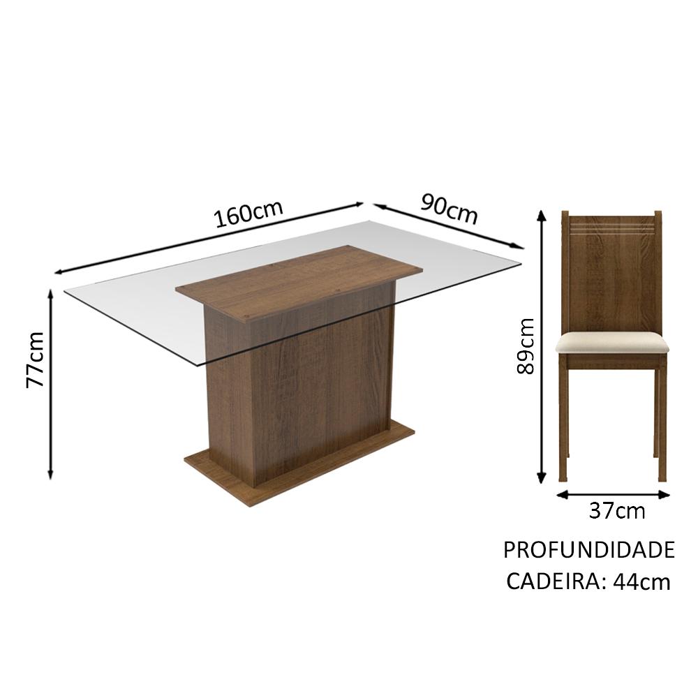 Conjunto Sala de Jantar Gales Madesa Mesa com 6 Cadeiras - Rustic/Pérola